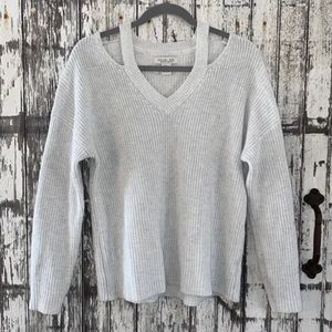 Rachel Zoe Gray Chunky Knit Cut Out Sweater Small NWT